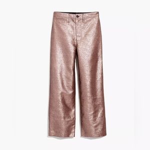 MADEWELL Metallic Wide-Leg Crop Jeans Rose Gold NEW Sz 23 XS XXS